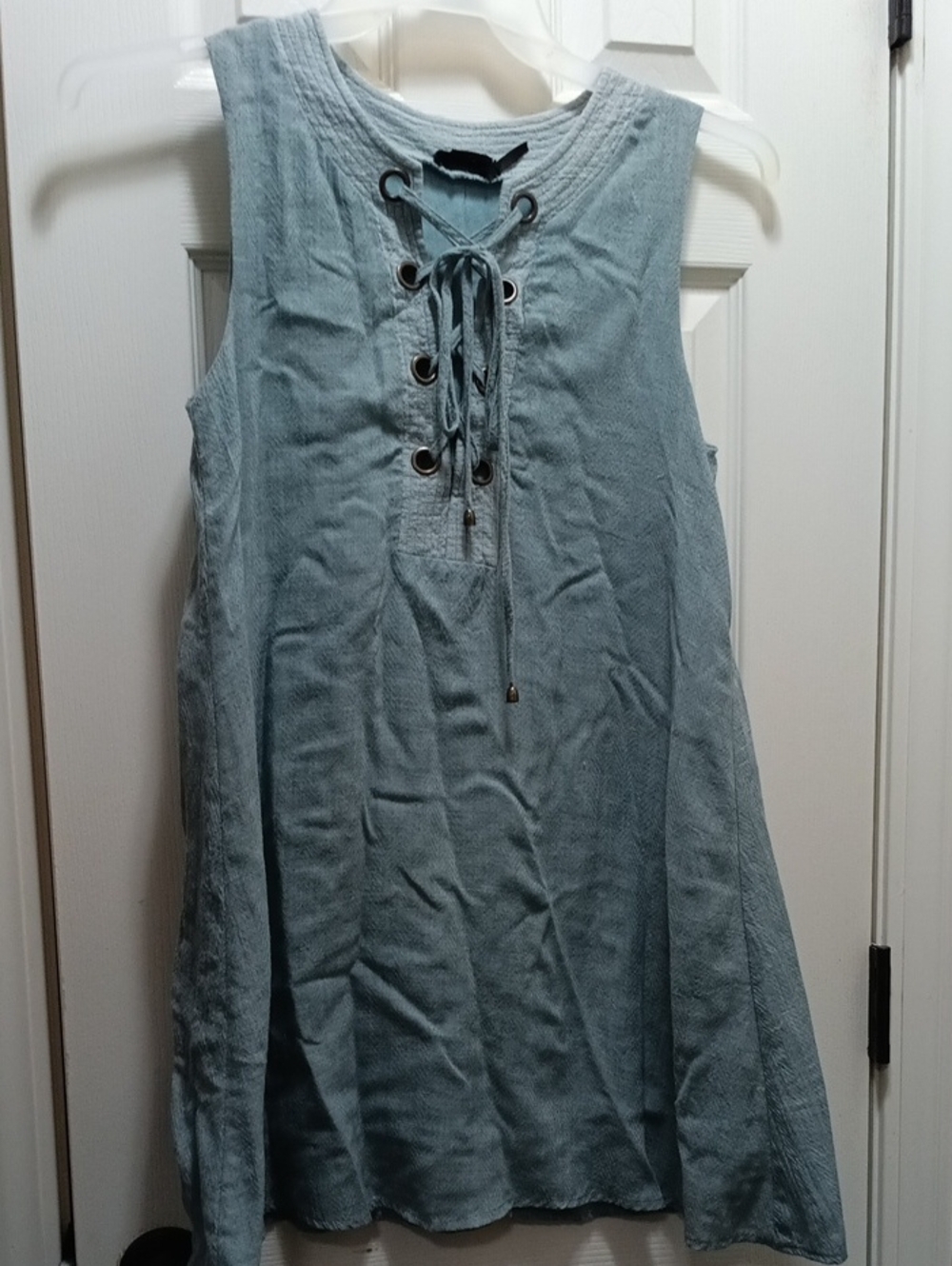 Blu Pepper Light Blue Lace-Up A-Line Mini Dress
